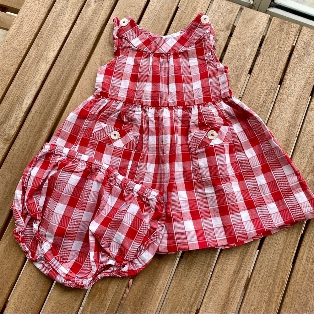 Baby kid Dress + pants 3/6 months Jacadi sleeveless red‎